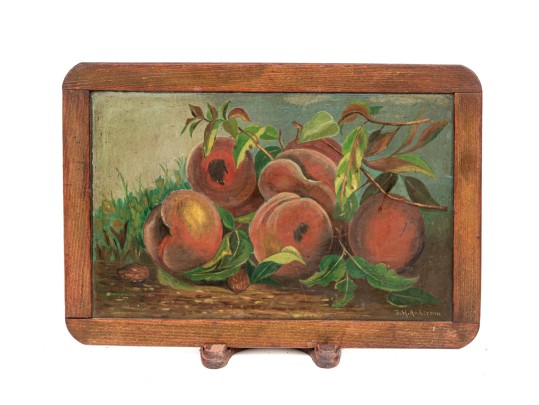 J.H. Anderson, Primitive Painting On Slate Board, Still Life With Peaches