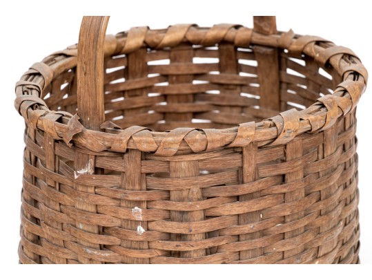 Trio Of Antique Splint Woven Apple Baskets With Handles