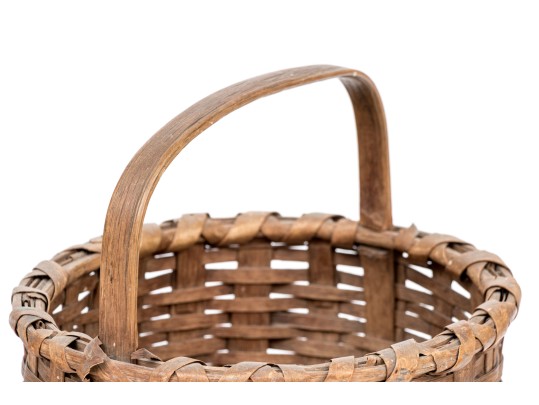 Trio Of Antique Splint Woven Apple Baskets With Handles