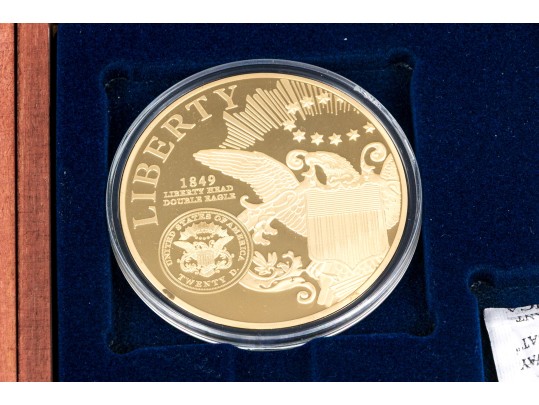 Eight U.S. Commemorative Gilt Silver Plated Coins In Two Cases
