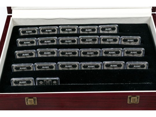 US Collection Of Twenty-five 10 Dwt. .999 Silver Ingots, 250 Dwt (Penny Weight)