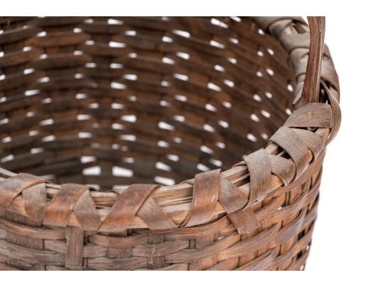 Trio Of Antique Splint Woven Apple Baskets With Handles
