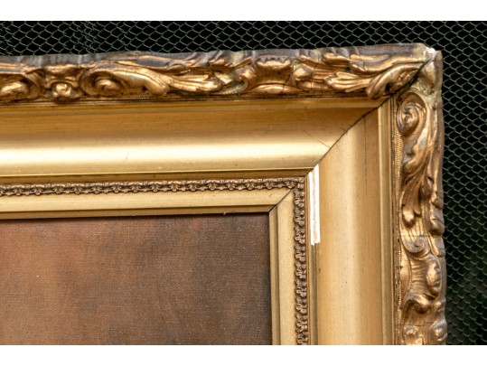 Signed N. Drayton Oil On Canvas, Portrait Of A Saint Bernard In Profile