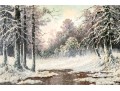 Signed Donna Large Oil On Canvas, Winter Landscape