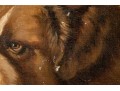 Signed N. Drayton Oil On Canvas, Portrait Of A Saint Bernard In Profile