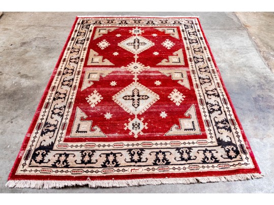 Hand-knotted Wool Carpet, 7'-3 1/2