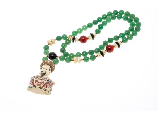 Lot Of Four Assorted Jewelry Pieces, Including Chalcedony Beads