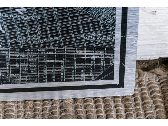 Etched Print On Metal, Antique Plan Of New York And Brooklyn