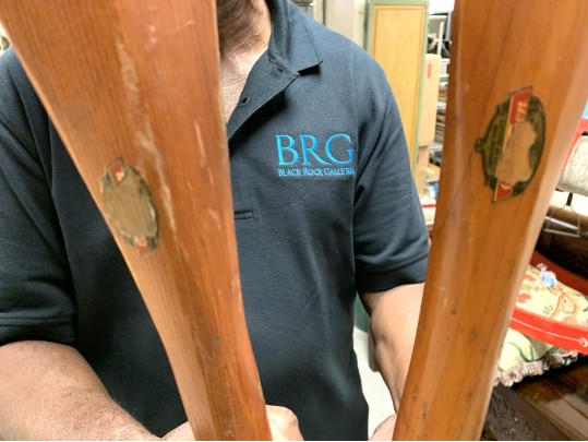 Pair Of Vintage Oars With Partial Label & Riggings