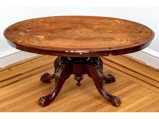 Antique English Inlaid Oval Table