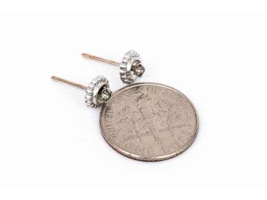 10k White Gold Cz Set Stud Earrings