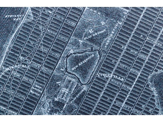 Etched Print On Metal, Antique Plan Of New York And Brooklyn