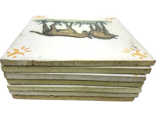 Group Of 7 Vintage Hand Painted Sant’ Anna Tiles