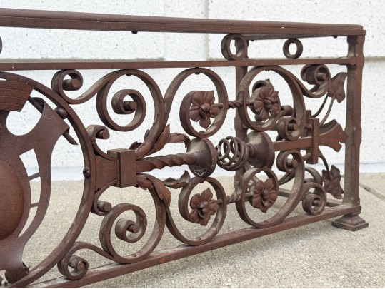 Impressive Antique Hand Wrought Iron Fire Fender 