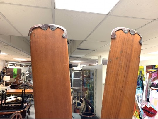 Pair Of Vintage Oars With Partial Label & Riggings