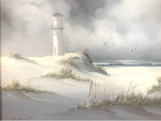 C. Redon Lighthouse Oil On Canvas