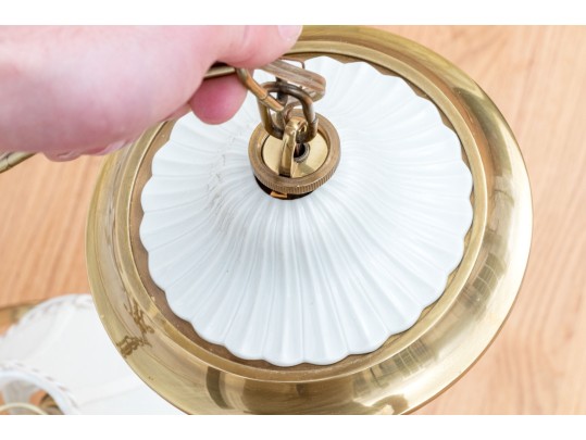 Lenox By Quoizel Brass And Ceramic Chandelier