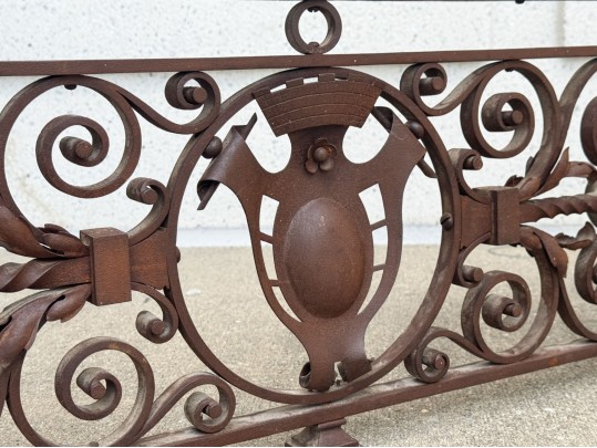 Impressive Antique Hand Wrought Iron Fire Fender 
