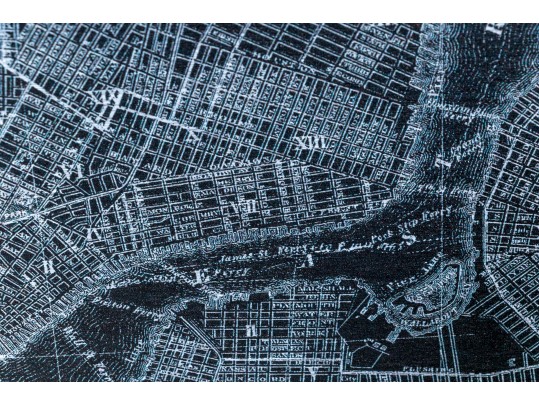Etched Print On Metal, Antique Plan Of New York And Brooklyn