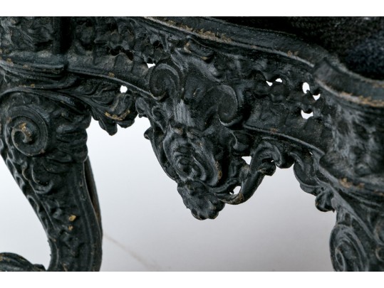 Antique Upholstered Cast Iron Foot Stool