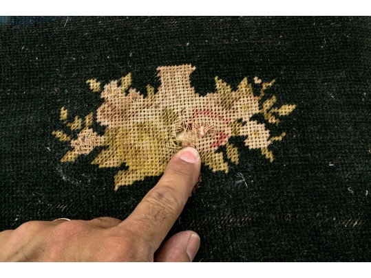 Antique Upholstered Cast Iron Foot Stool