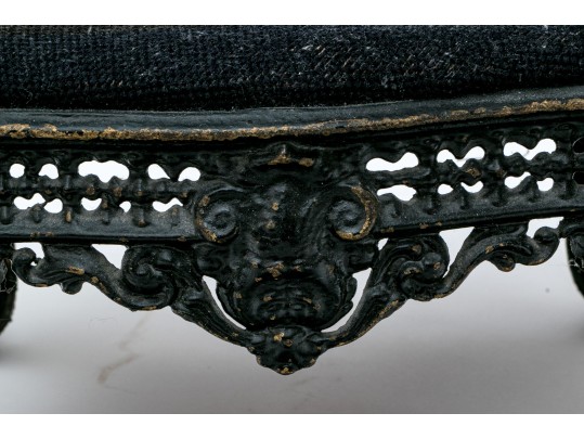Antique Upholstered Cast Iron Foot Stool