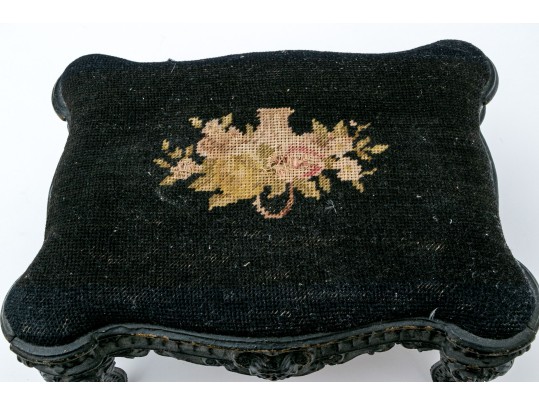 Antique Upholstered Cast Iron Foot Stool