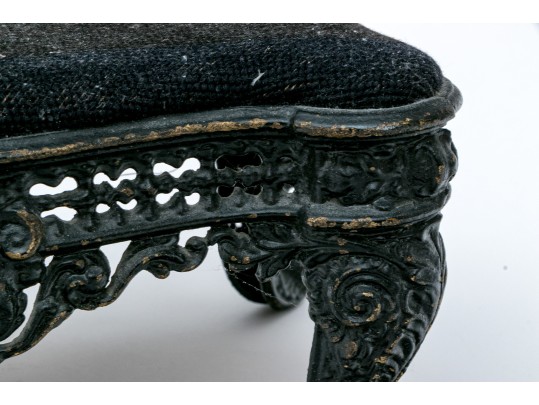 Antique Upholstered Cast Iron Foot Stool