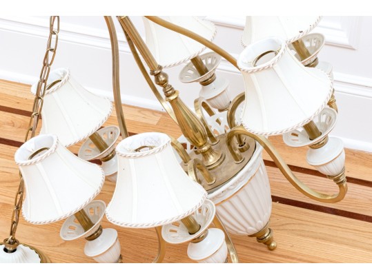 Lenox By Quoizel Brass And Ceramic Chandelier