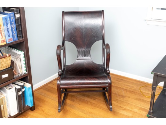 Vintage Highly Figured Mahogany Classical Style Rocking Chair Ca. 1890-1920