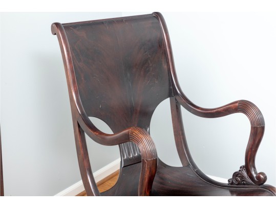 Vintage Highly Figured Mahogany Classical Style Rocking Chair Ca. 1890-1920