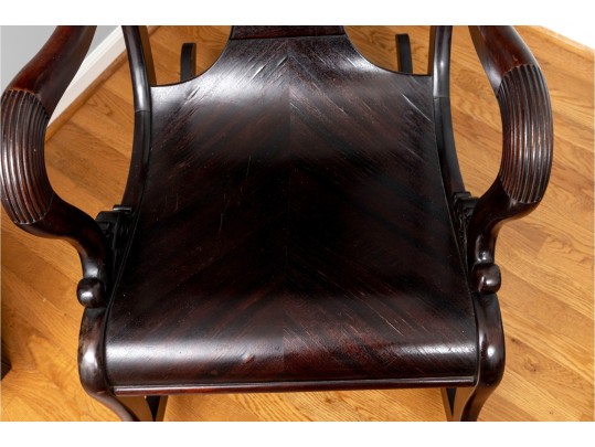 Vintage Highly Figured Mahogany Classical Style Rocking Chair Ca. 1890-1920