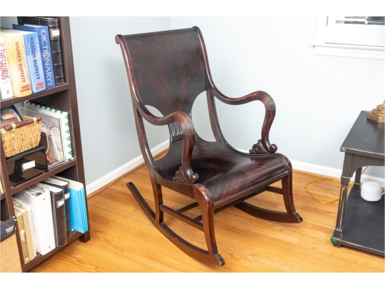 Vintage Highly Figured Mahogany Classical Style Rocking Chair Ca. 1890-1920