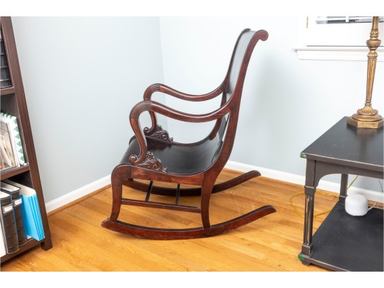 Vintage Highly Figured Mahogany Classical Style Rocking Chair Ca. 1890-1920