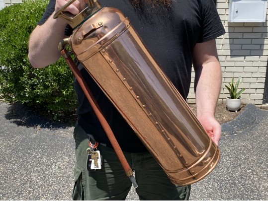 Antique Copper And Brass Keppler Bros. New York Fire Extiunguisher