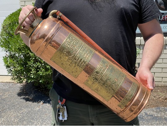 Antique Copper And Brass Keppler Bros. New York Fire Extiunguisher
