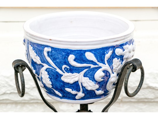 Vintage Iron Plant Stand With Planter