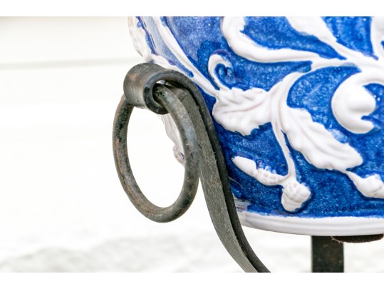 Vintage Iron Plant Stand With Planter