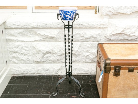 Vintage Iron Plant Stand With Planter