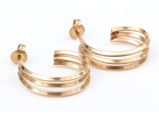 14k Yellow Gold Handsome Triple Row 