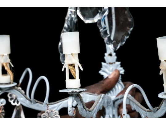 Pair Of Vintage Paint Decorated Metal Sconces