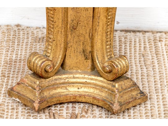 Neoclassical Marble Top Gilt Wood Console