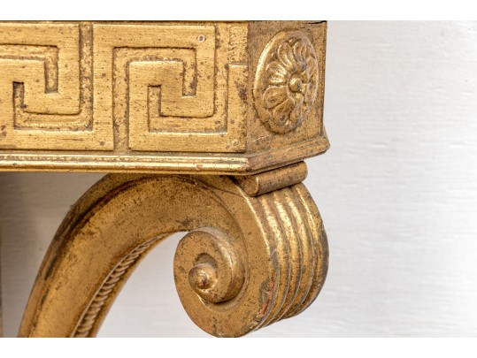 Neoclassical Marble Top Gilt Wood Console