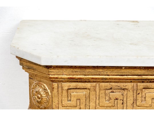 Neoclassical Marble Top Gilt Wood Console