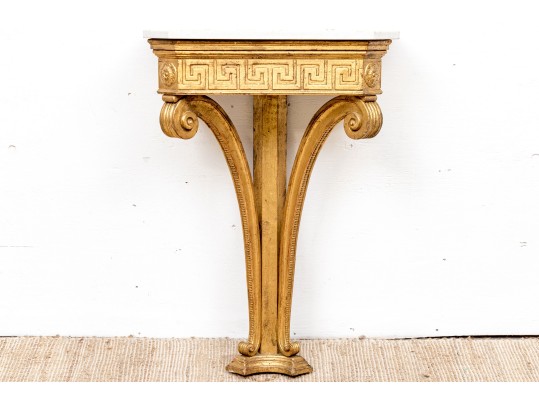 Neoclassical Marble Top Gilt Wood Console