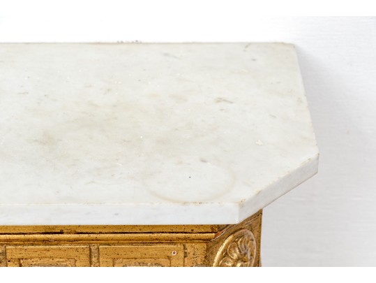 Neoclassical Marble Top Gilt Wood Console
