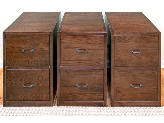 Group Of Three Oak Veneered Filing Cabinets