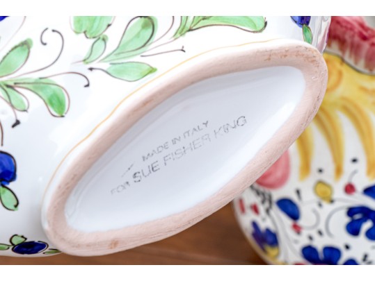 Variety Of Hand-Painted Ceramics, Including Deruta And Llamas