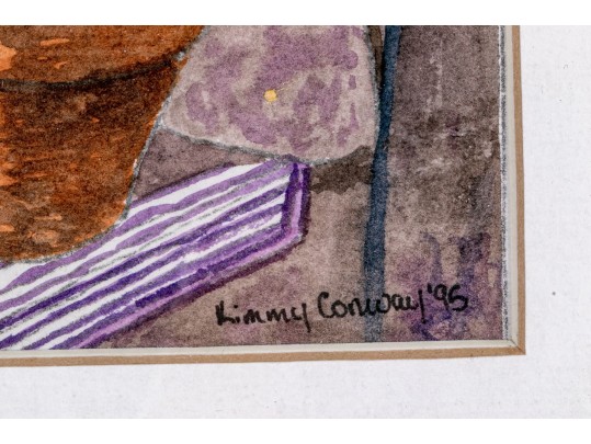 Limmy Conway Watercolor Still Life Of Planters On Window Sill, 1995