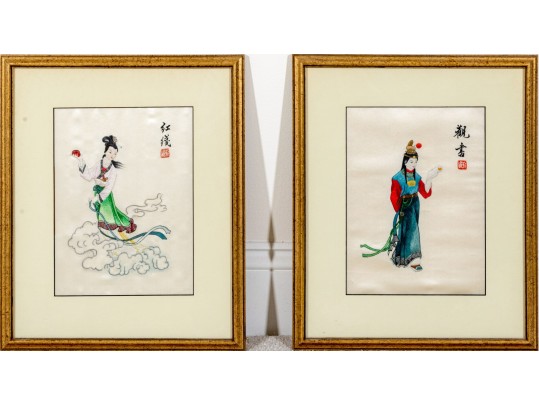 Two Chinese Silk Embroideries